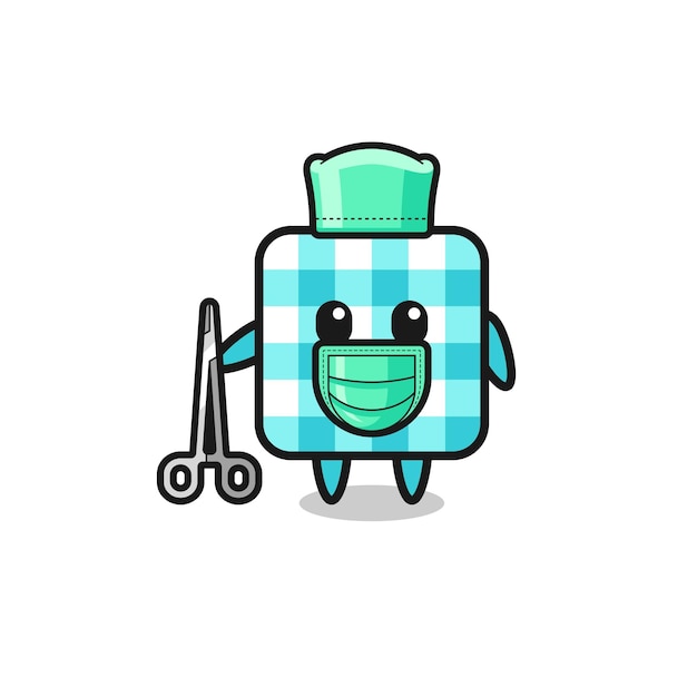 Surgeon checkered tablecloth mascot character