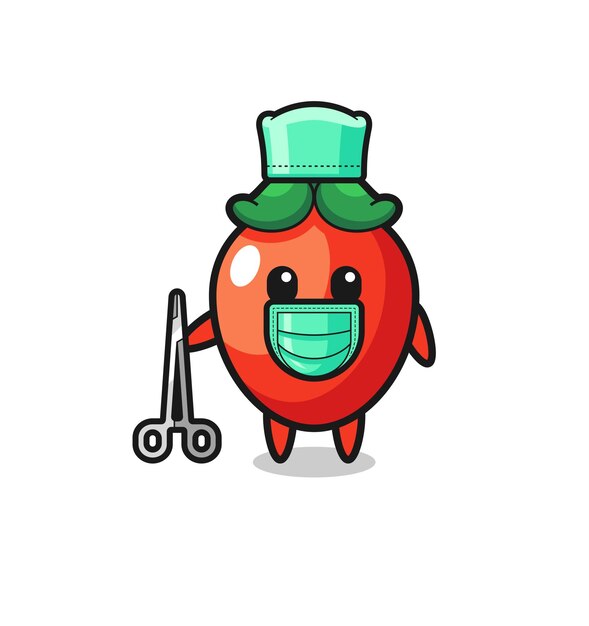 Surgeon chili pepper mascot character