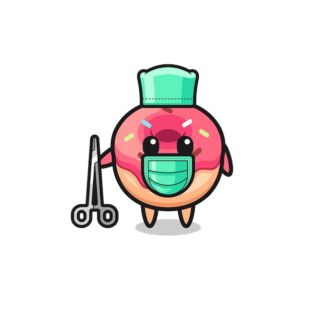 Surgeon doughnut mascot character  cute design