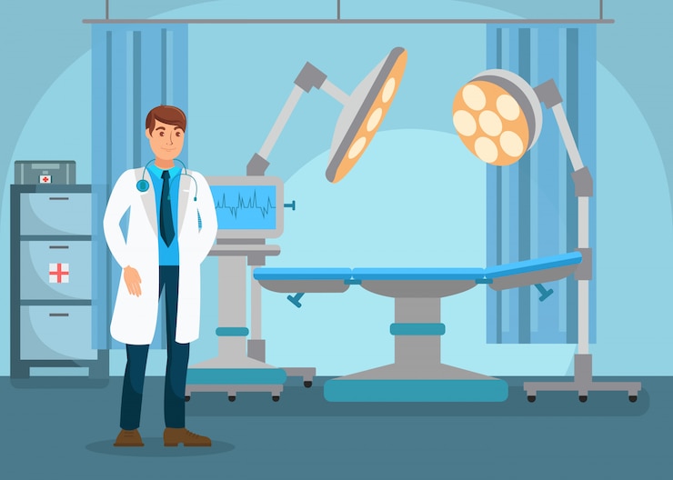 Vector surgeon in operating room 