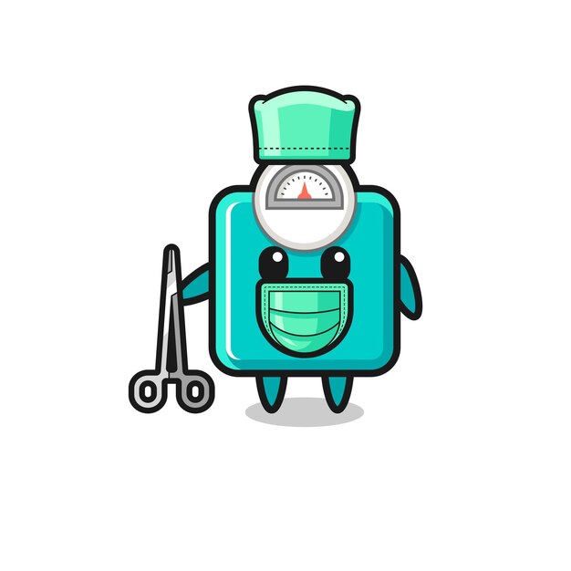 Design carino del personaggio della mascotte della bilancia del chirurgo