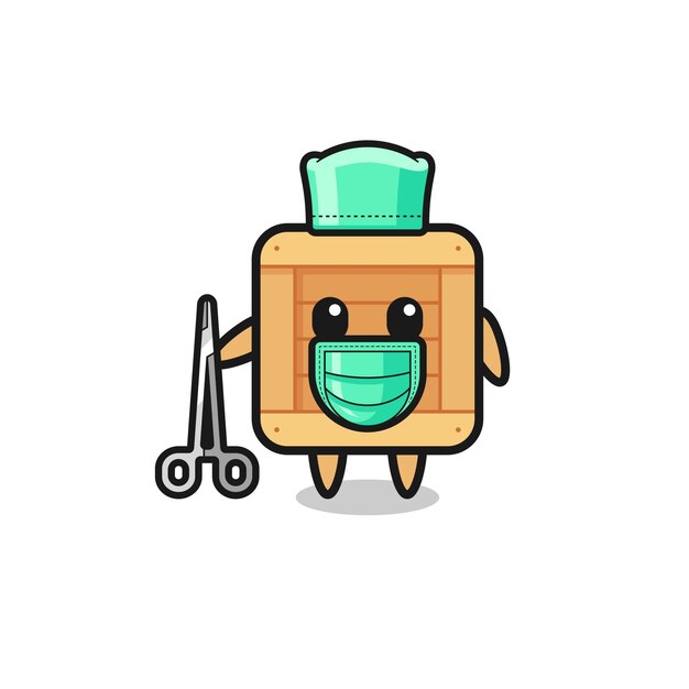 Surgeon wooden box mascot character