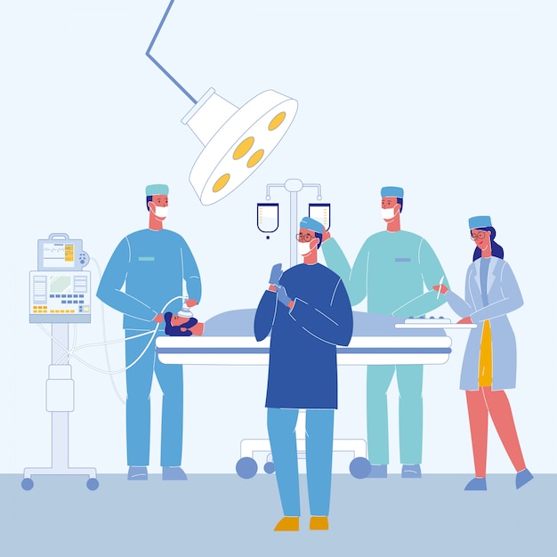 Vector surgeons in operating room vector illustration