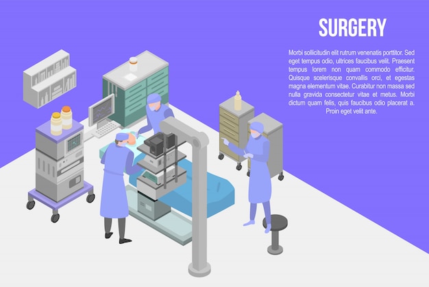 Vector surgery concept banner, isometric style