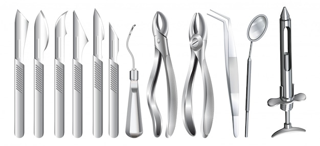 Vector surgery equipment on white