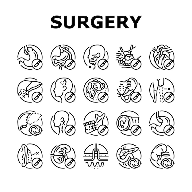 手術室 侵襲的なアイコンセット ベクトル