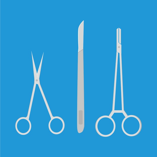 Vector surgical instruments in form of scissors and scalpel for design of medical portal