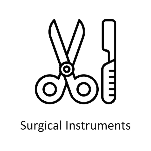 Vector surgical instruments vector outline icon design illustration medical symbol on white background eps