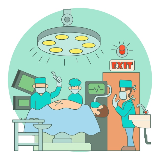 Surgical operation in hospital concept Flat illustration of surgical operation in hospital vector concept for web