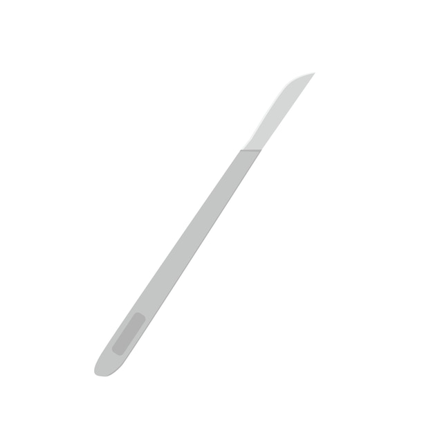 Surgical scalpel in style of flat on white background