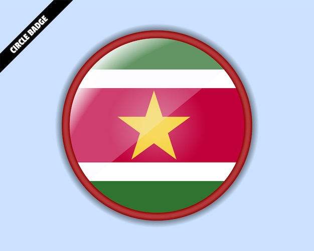 Vector suriname flag circle badge vector design rounded sign with reflection