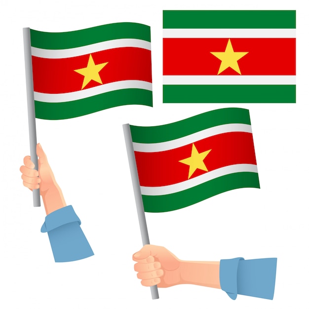 Suriname flag in hand set