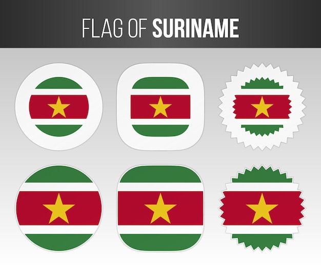 Suriname flag labels badges and stickers Illustration flags of Suriname isolated