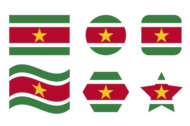 Простая иллюстрация флага Суринама ко дню независимости или выборам. Простая иконка для Интернета