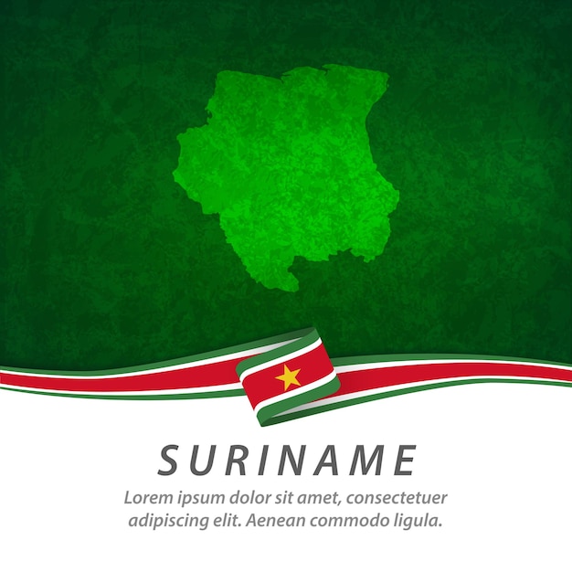 Suriname flag with central map