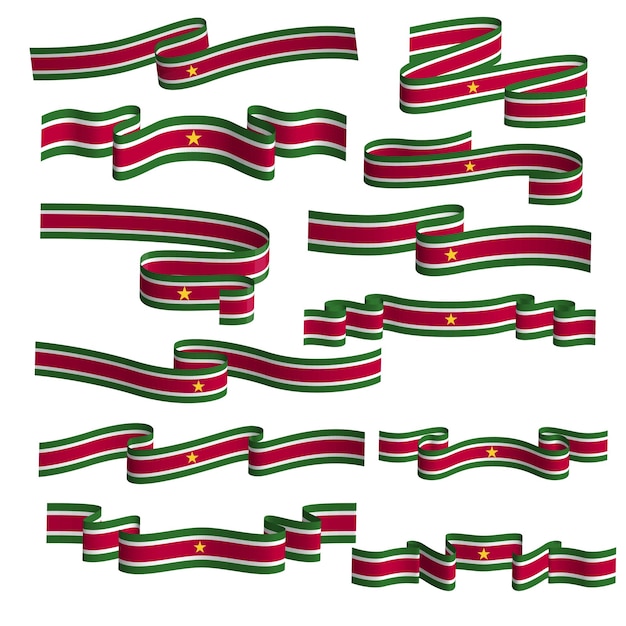 スリナムのリボン旗ベクトル要素