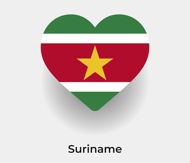 Suriname vlag hart vorm pictogram vectorillustratie