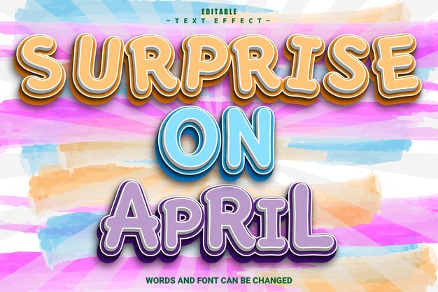 Surprise On April Editable Text Effect 3D Emboss Flat Gradient Style