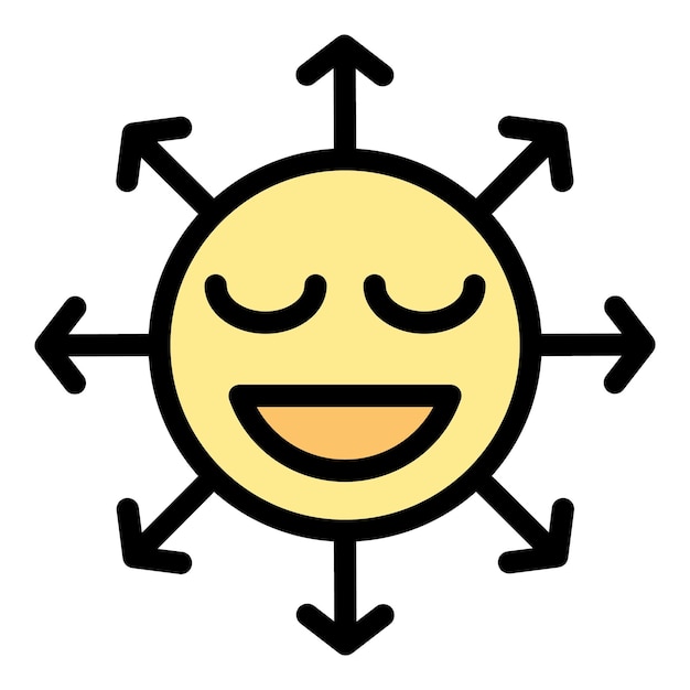 Surprise emoji icon outline vector Person fun Thinking effect color flat