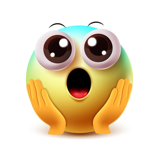 surprise emoji vector character shock and amazed clip art facial expression with hand on cheeks