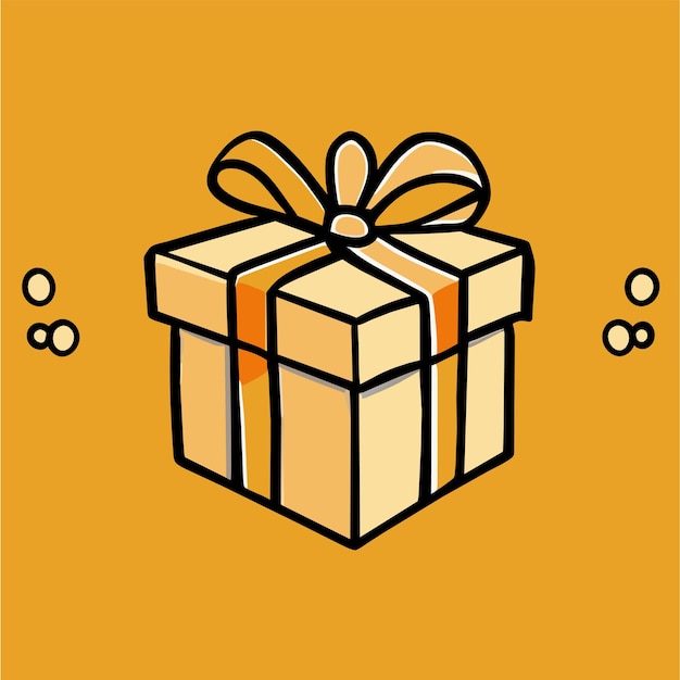 Surprise gift box with ribbon bow hand drawn flat stylish cartoon sticker icon concept isolated
