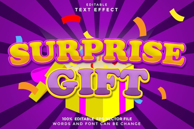 Vector surprise gift editable text effect