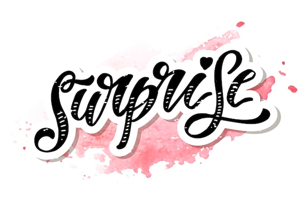 Vector surprise lettering calligraphy brush text holiday  sticker