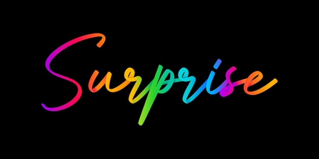 Surprise written with colorful lines on black background vector illustration