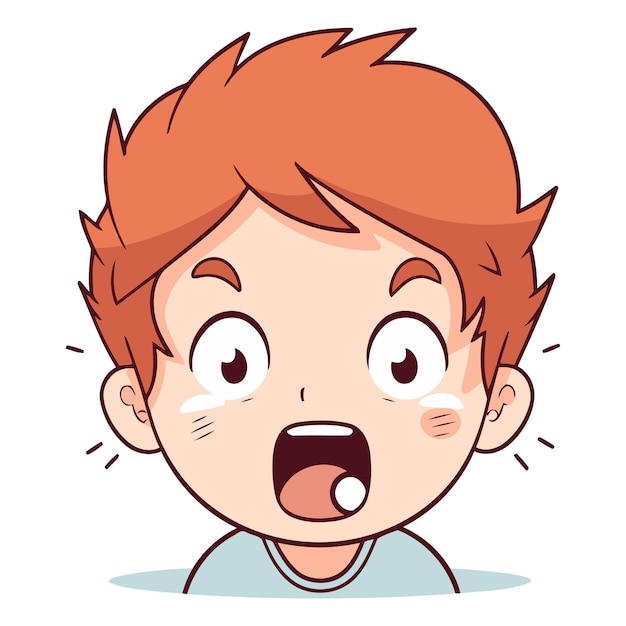 Surprised boy face in a flat style