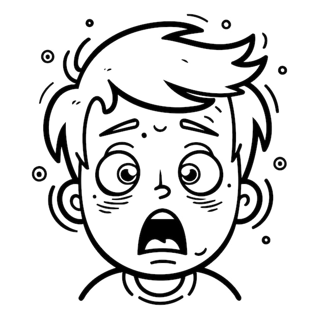 Vector surprised boy face vector illustration in cartoon comic style