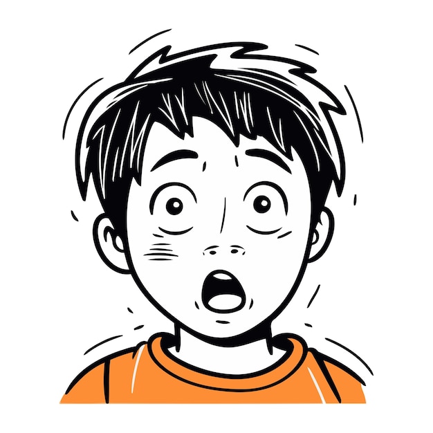 Vector surprised boy hand drawn vector illustration in cartoon style