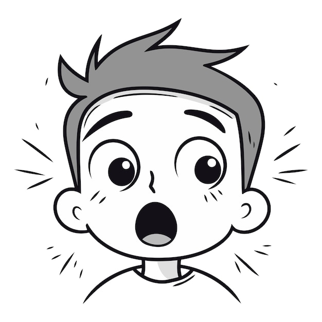 Vector surprised boy with open mouth in cartoon style