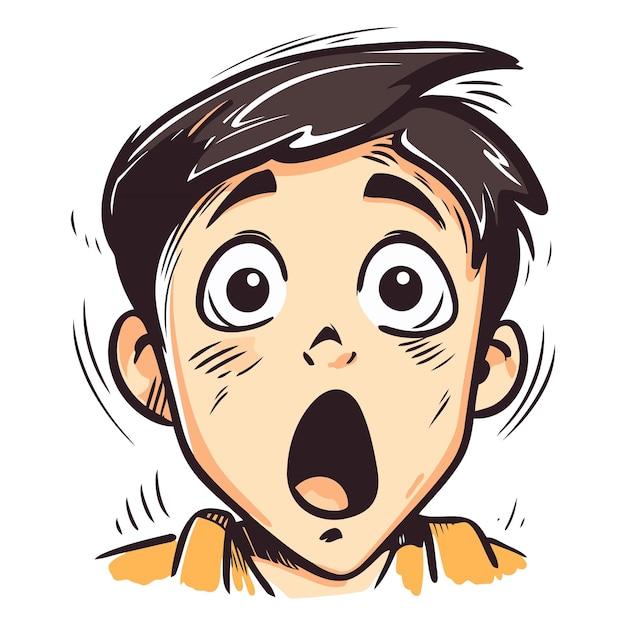 Vector surprised boy with open mouth on white background