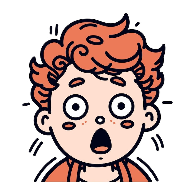 Vector surprised boy with red hair vector illustration in cartoon style