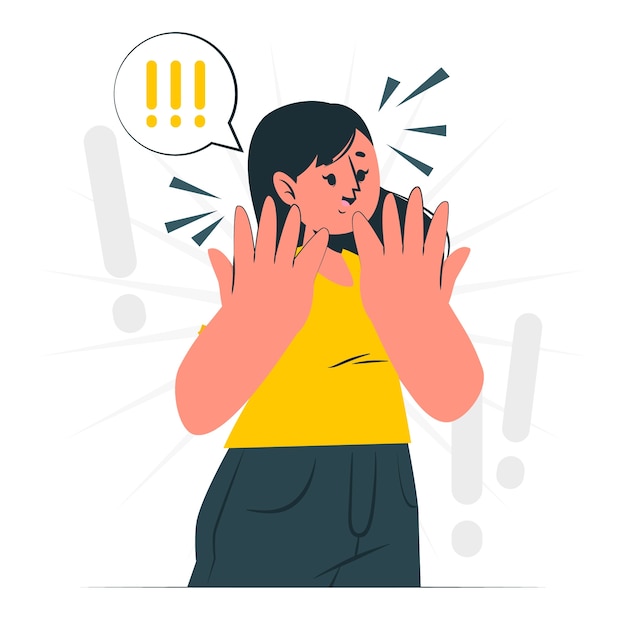 驚いたか興奮した女性のコンセプトイラスト