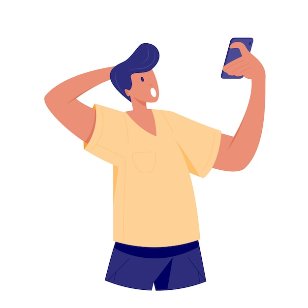 Surprised man looking at smartphone