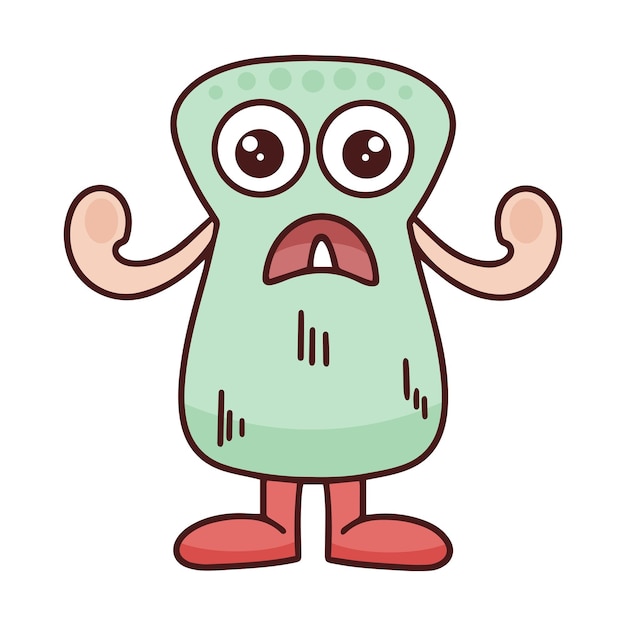 Surprised monster character isolated vector illustration