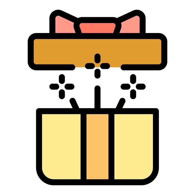 Surprised open box icon outline vector Person fun Celebrate effect color flat