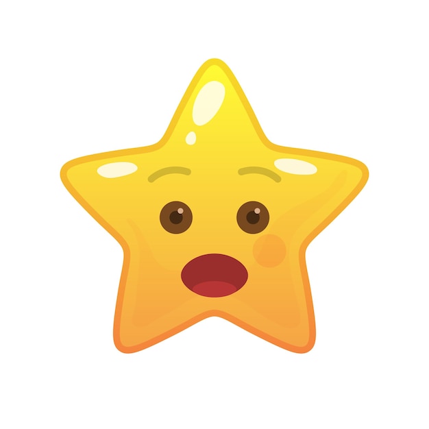 Vector surprised star shaped comic emoticon