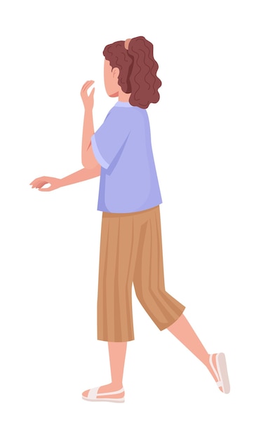 Surprised young lady semi flat color vector character standing figure full body person on white woman in casual outfit simple cartoon style illustration for web graphic design and animation