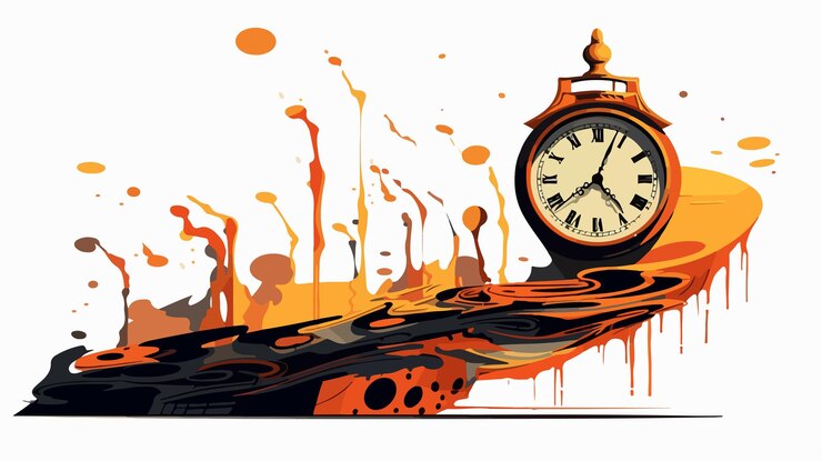 Vector surreal clock melting dali composition