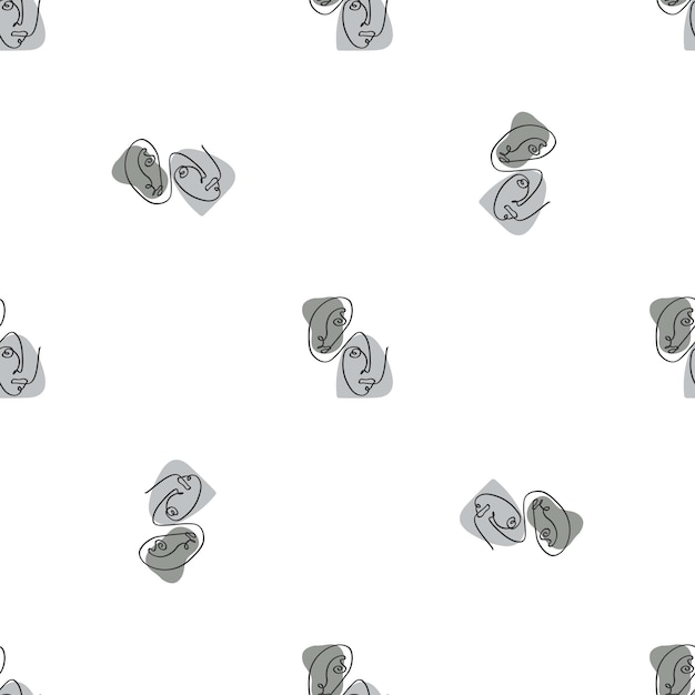 Surreal faces one line seamless pattern astratto minimalista arte da parete minimalista e naturale