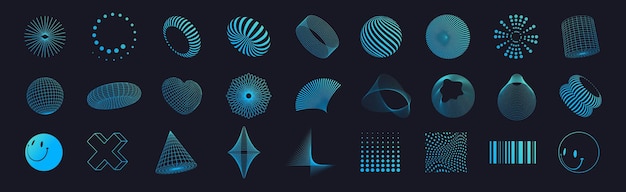 초현실적인 기하학적 모양 기하학 와이어프레임 모양과 그리드 추상적인 배경과 패턴 와이어 프레임 사이버 크 요소와 관점 그리드 터 일러스트레이션