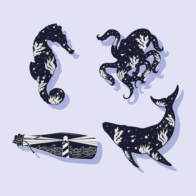 Surreal sea four icons