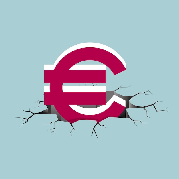 Vector surrealistic design, euro sign in trap.isolated on blue background.