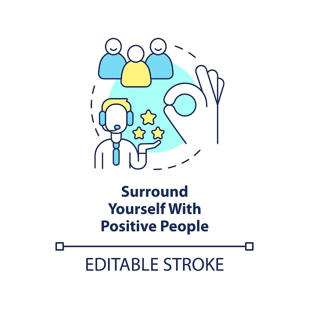 Surround yourself with positive people concept icon