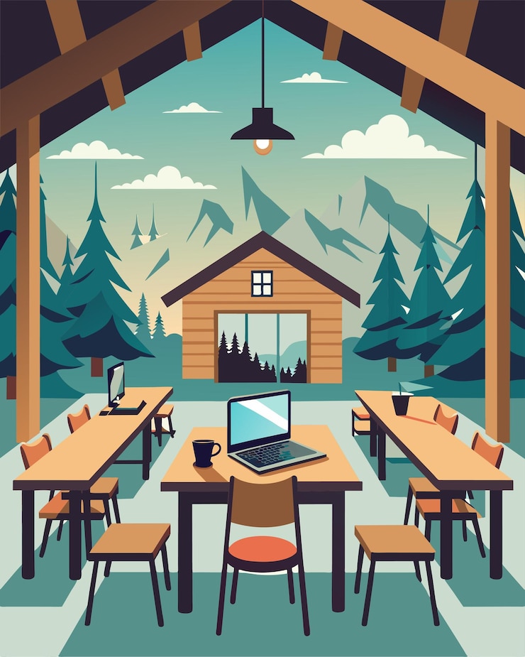 Vector surrounded by fading murals and timeless wooden furnishings the lodges dining hall transforms into a