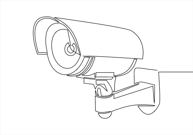 Vector surveillance cameras. vector illustration-single continuous line drawing