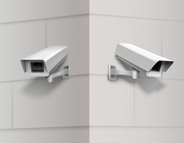 surveillance cameras on wall