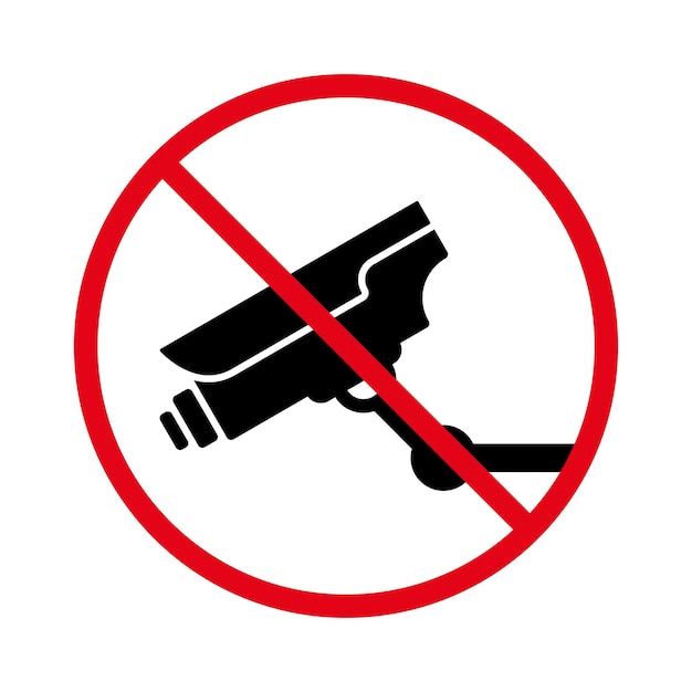 監視ゾーン禁止禁止 CCTV ブラック シルエット アイコン禁止セキュリティ ビデオ カメラ ピクトグラム